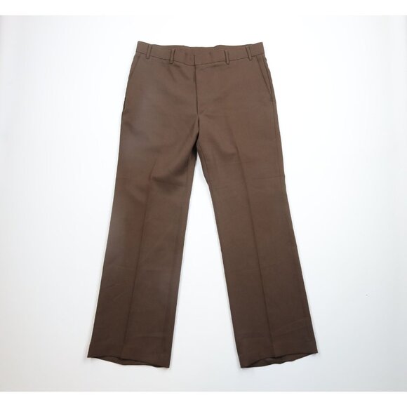 Vtg 70s Levis Mens 36x32 Distressed Knit Wide Leg Bell Bottoms Pants Brown USA